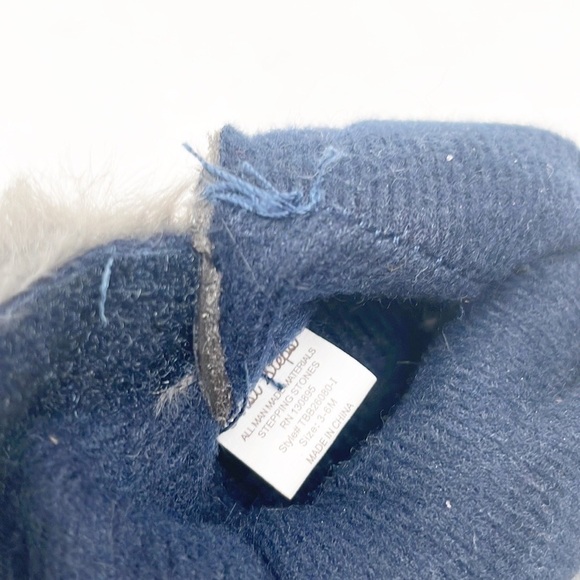 First Steps navy blue/gray faux fur baby boots - Picture 4 of 5